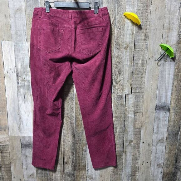 Garnet Hill Maroon Corduroy Skinny Pants - Picture 2 of 4